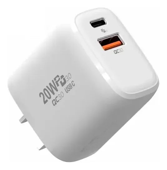 Cargador Celular 20w Ultra Rápido Para Samsung/Motorola | 2 Puertos 1 Usb + 1 Tipo C. Pro 21