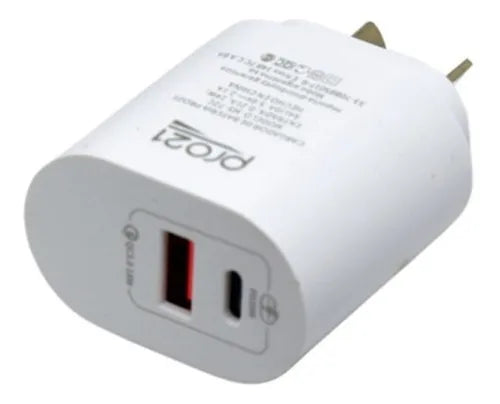 Cargador Celular 20w Ultra Rápido Para Samsung/Motorola | 2 Puertos 1 Usb + 1 Tipo C. Pro 21